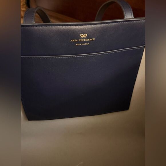 Anya Hindmarch Ebury Eyes Tote Bag in Navy Leather NWT - Picture 5 of 13
